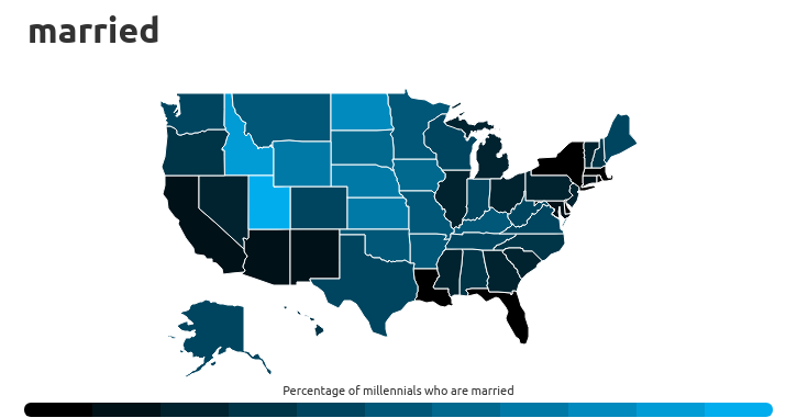 Cities where millennials are getting married